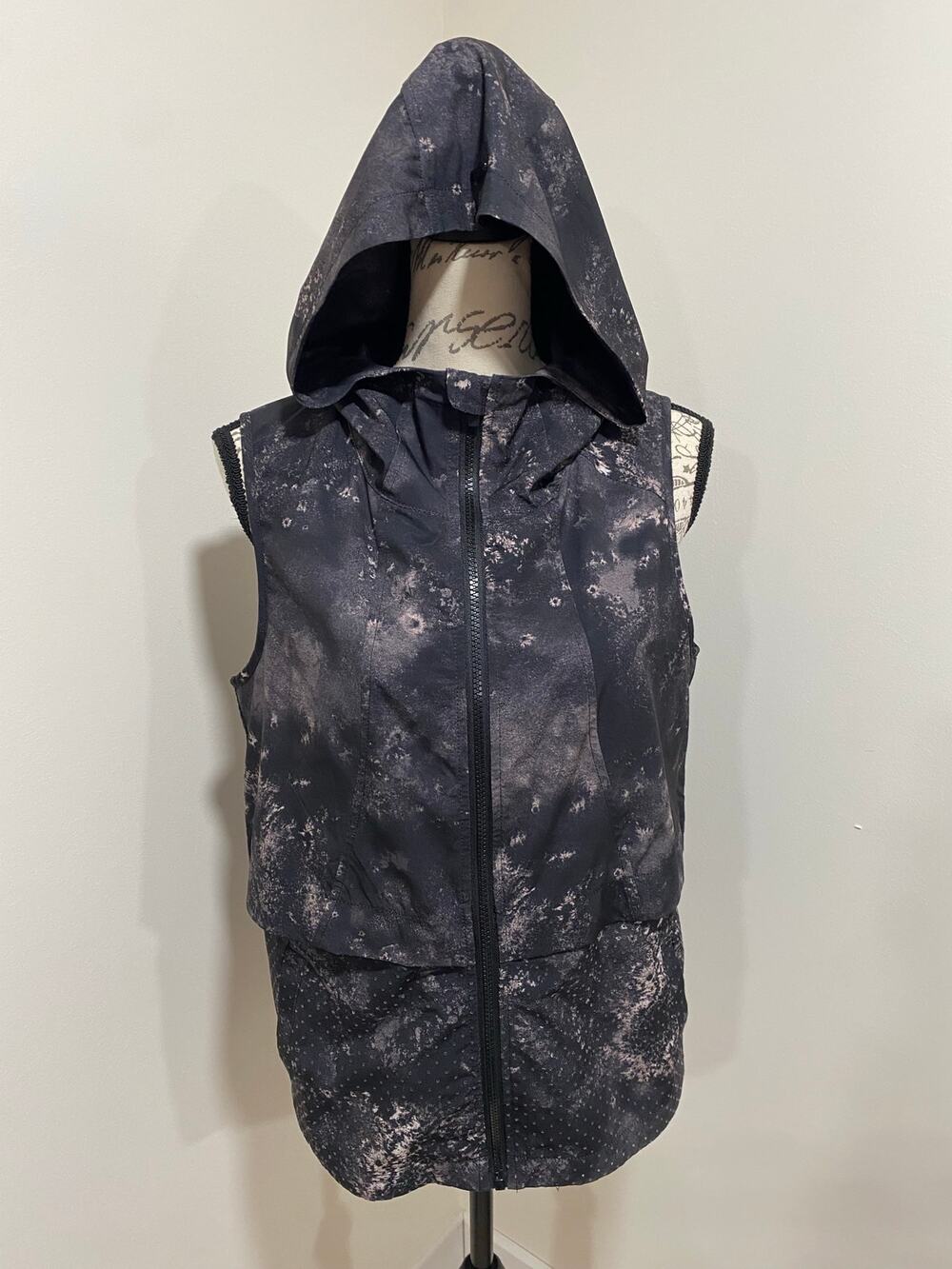 Nanette Lepore Black Gray Hooded Utility Outdoor Lightweight Vest Size Small
